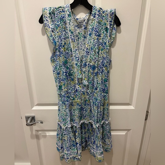 Poupette St Barth’s Floral Blue and Green Sleeveless Dress - Picture 6 of 8